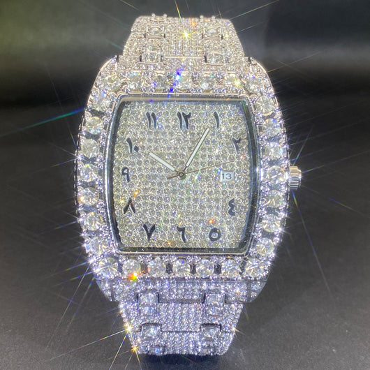 Reloj Hip Hop para Hombre con Cristales Brillantes y Movimiento de Cuarzo