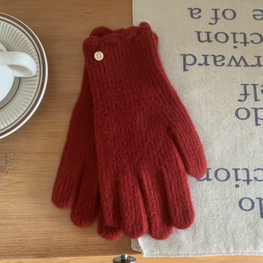 Guantes de Lana Cálidos con Volantes y Colores Sólidos para Mujer - Image 13