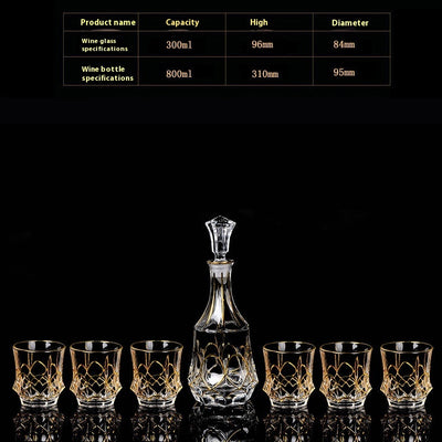 Juego de Copas de Cristal para Whisky y Vino con Detalles Dorados - Image 9