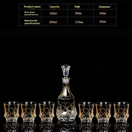 Juego de Copas de Cristal para Whisky y Vino con Detalles Dorados - Image 9
