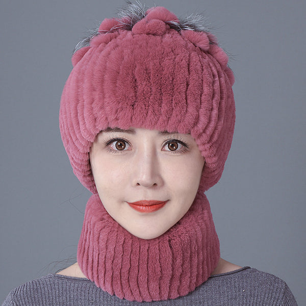 Gorro de Lana Floral con Protección Térmica para Oídos