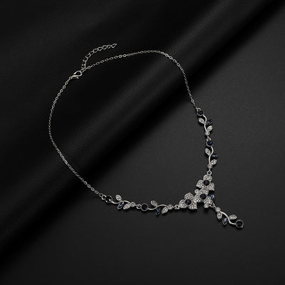 Conjunto de Collar y Aretes de Aleación con Diamantes y Motivo Floral - Image 2