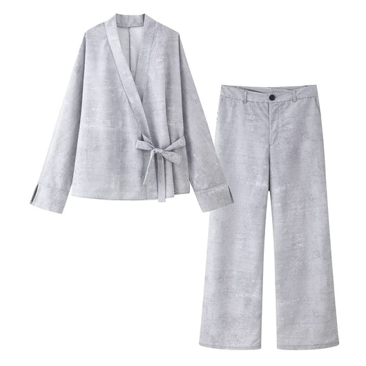 Conjunto de Dos Piezas: Blusa Bordada y Pantalón Pierna Ancha - Image 7
