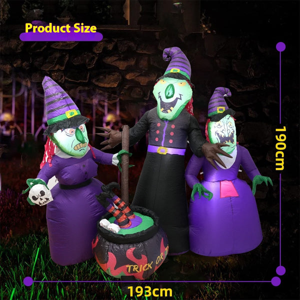 Decoración Inflable Luminosa de Bruja de Halloween