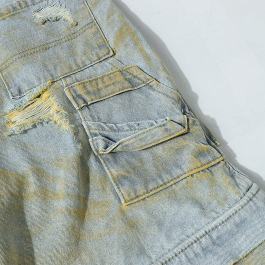 Pantalones Cortos Denim Estampado Holgados para Hombre - Image 17