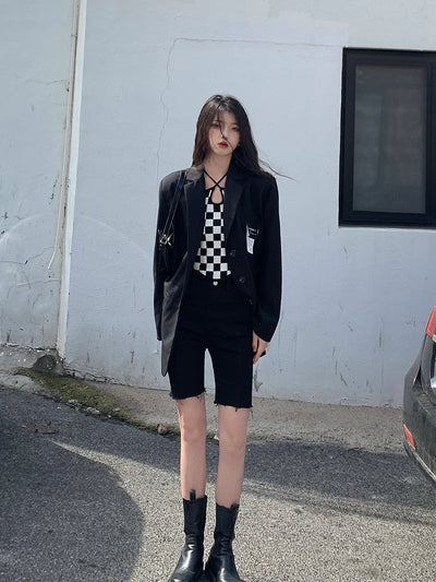 Blazer Oversized Negro Suelto Estilo Street