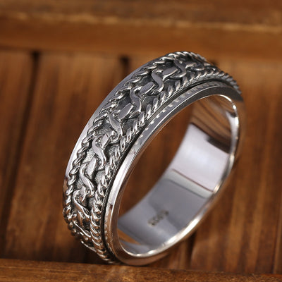 Anillo de Plata Tailandesa Vintage con Cuerda de Cáñamo - Image 6