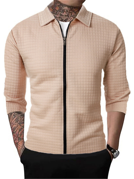Cardigan Tipo Waffle con Solapa para Hombre - Casual y Versátil - Image 10