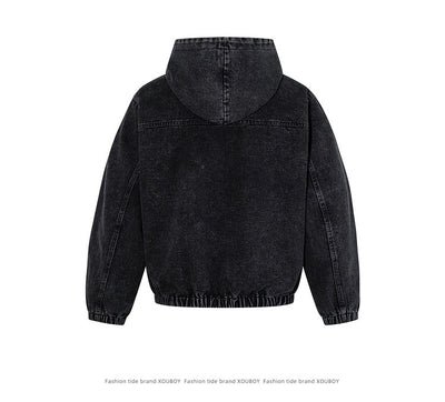 Sudadera Negra para Hombre con Lavado Desgastado y Detalles de Cierre de Langosta - Image 11