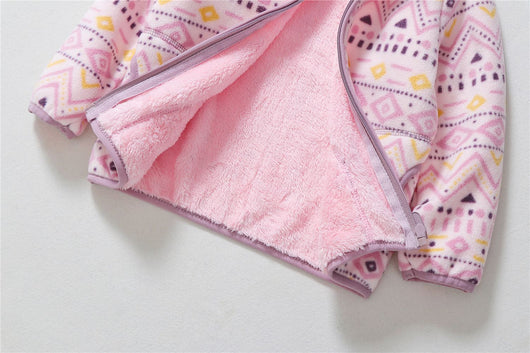 Chaqueta Casual para Niñas con Rayas Geométricas y Forro de Terciopelo - Image 8