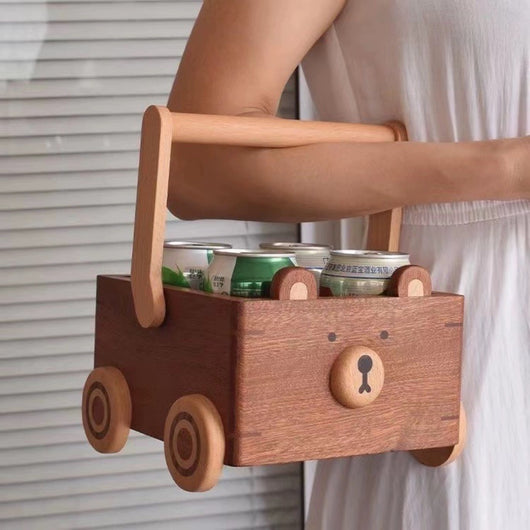 Carrito Organizador de Madera Maciza para Peluches y Juguetes