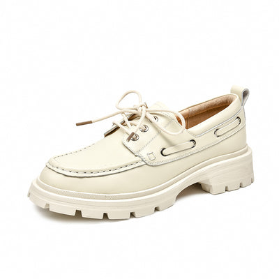 Baletas Plataforma de Cuero Suave Estilo Británico para Mujer - Image 4