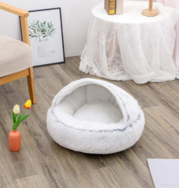 Cama 2 en 1 para Perros y Gatos - Cama Cálida de Felpa Suave Tipo Casa - Image 9
