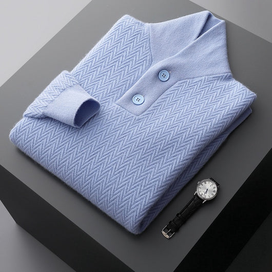 Suéter de Cuello Solapa en Cashmere Puro para Hombre - Invierno - Image 7