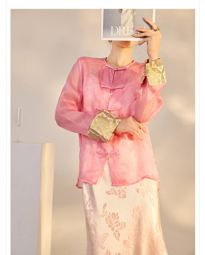 Blusa Retro Elegante con Bordado Chino y Botones Decorativos - Image 18