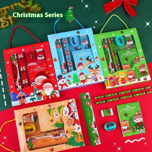 Set de Papelería Portátil 6 Piezas - Caja de Regalo Navideña para Niños