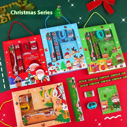Set de Papelería Portátil 6 Piezas - Caja de Regalo Navideña para Niños
