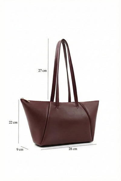 Bolso Bandolera de Cuero Sintético Marrón con Compartimento Único - Image 3