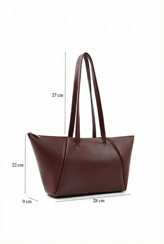 Bolso Bandolera de Cuero Sintético Marrón con Compartimento Único - Image 3