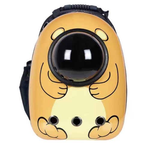 Black and white penguin-shaped pet carrier backpack with a transparent bubble window and ventilation holes. - Image 54