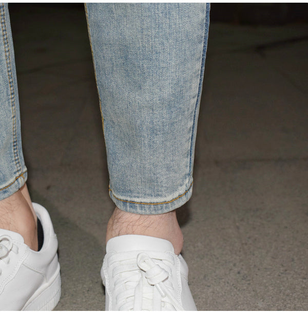 Jeans Vintage Azul Claro Desgastado con Stretch