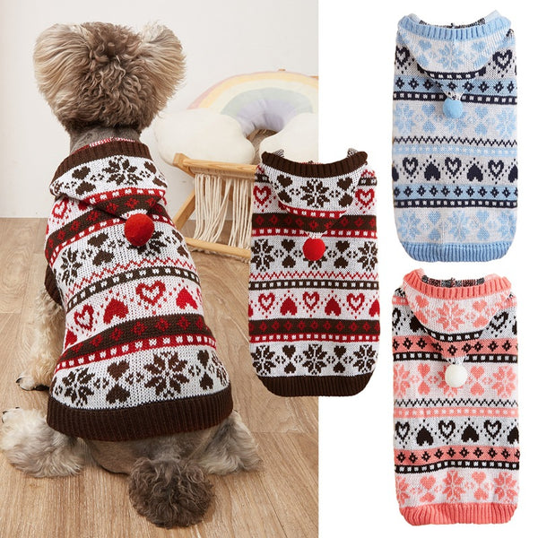 Suéter Térmico para Perro Pequeño - Diseño de Copos de Nieve y Rayas