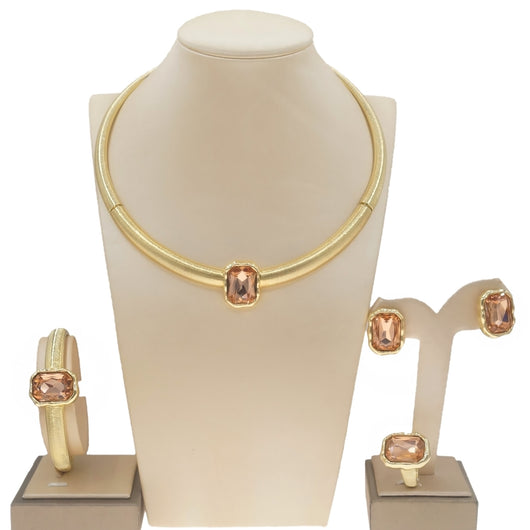 Juego de Joyas Geométricas: Collar, Aretes, Pulsera y Anillo - Image 12