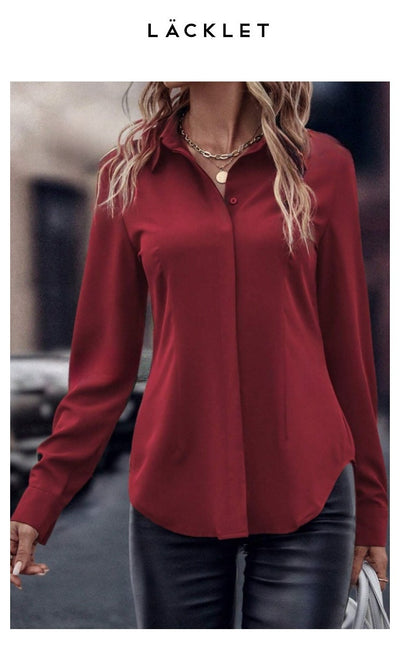 Blusa Ejecutiva Solapa Satinada Manga Larga Slim Fit para Mujer - Image 13