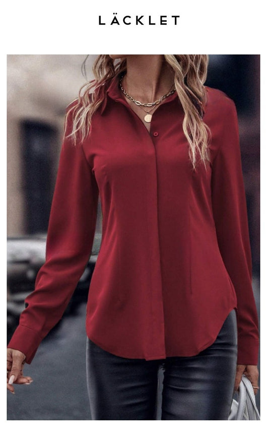 Blusa Ejecutiva Solapa Satinada Manga Larga Slim Fit para Mujer - Image 13
