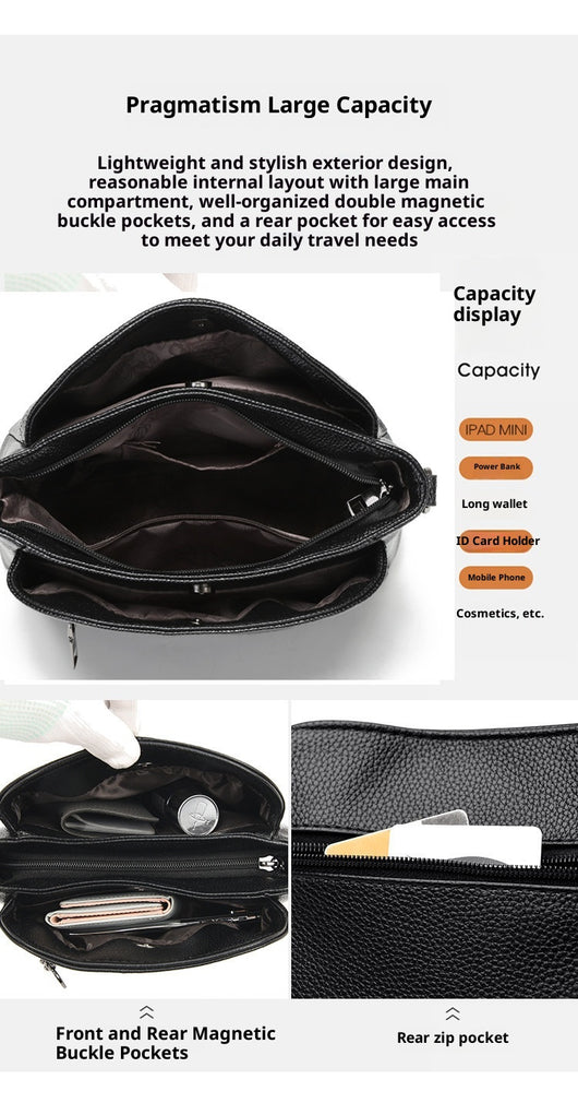 Bolsa de Hombro Retro Estilo Bucket Multicompartimientos Casual - Image 12