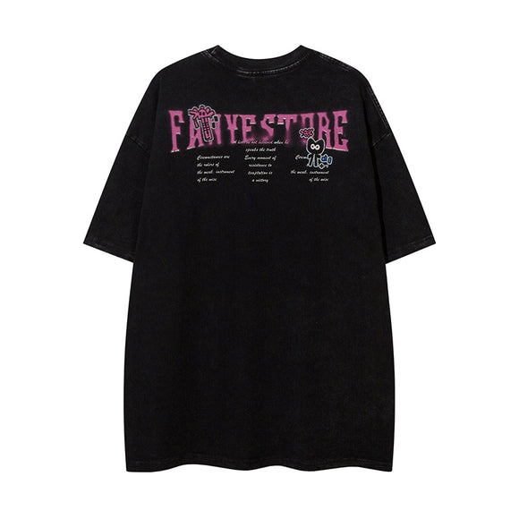 Playera Estampada Anime Efecto Desgastado para Hombre