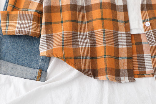 Camisa a Cuadros Casual con Textura Cepillada para Mujer - Image 9