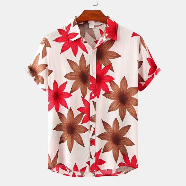Camisa Estampada de Manga Corta para Hombre con Diseño Floral - Image 5
