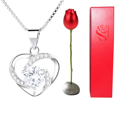 Collar Corazón de Cristal Bicolor con Rosa - Regalo Romántico para Ella - Image 14
