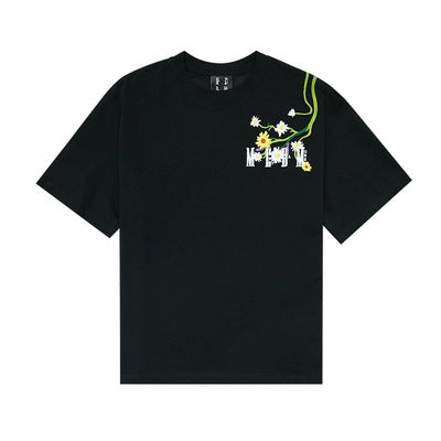 Playera Bordada con Flores - Manga Corta Clásica - Image 4