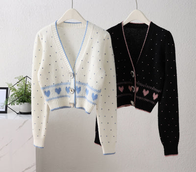 Cardigan Corto de Lana con Botones Diamante y Cuello en V - Image 15