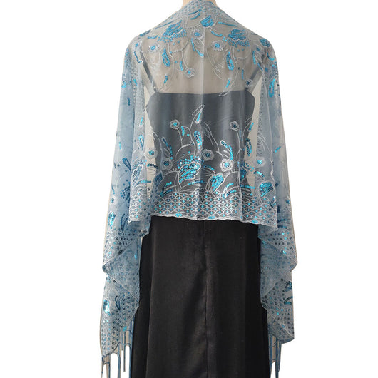 Chal de Gala Elegante con Lentejuelas y Borlas para Novia - Image 27