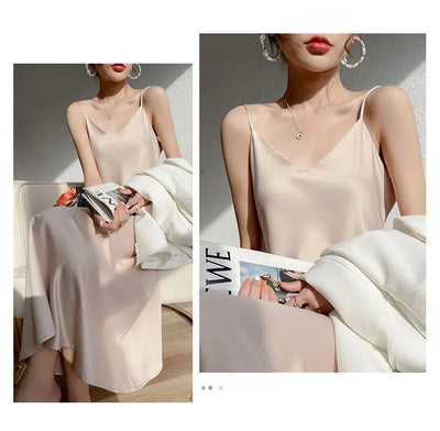 Vestido Largo Temperamento Francés para Mujer con Tirantes - Image 14
