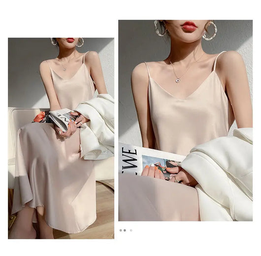 Vestido Largo Temperamento Francés para Mujer con Tirantes - Image 14