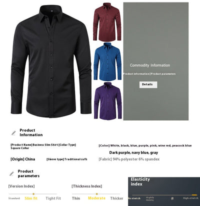 Camisa Ejecutiva de Línea Delgada en Color Sólido - Image 22