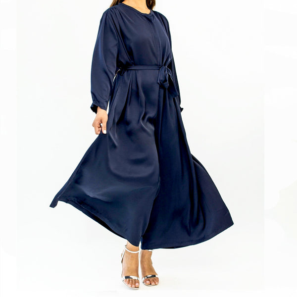 Jumpsuit Talla Grande Satinado Manga Larga Cintura Ancha para Mujer - Image 5