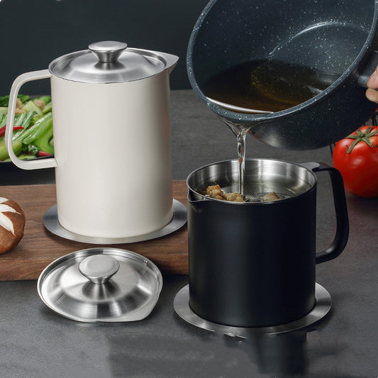 Recipiente Filtrador de Aceite Acero Inoxidable Gran Capacidad con Tapa