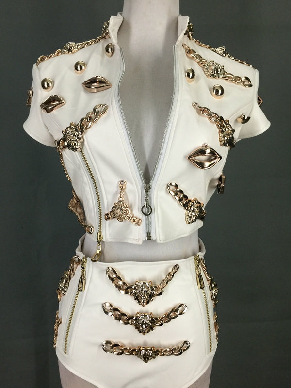 Traje de Cuero Jazz de 2 Piezas para Baile de Nightclub - Image 3