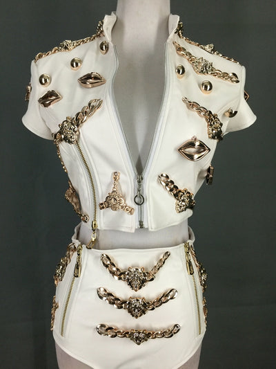 Traje de Cuero Jazz de 2 Piezas para Baile de Nightclub - Image 3
