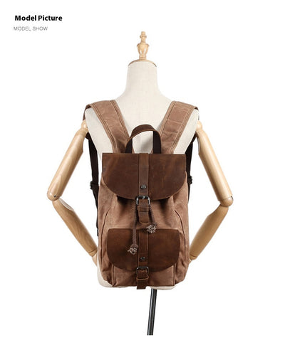 Mochila de Viaje Impermeable Cuero Crazy Horse y Lona para Hombre - Image 22