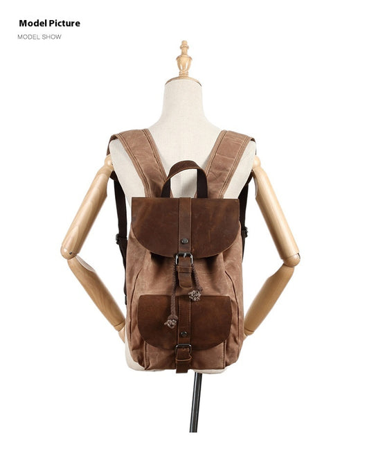 Mochila de Viaje Impermeable Cuero Crazy Horse y Lona para Hombre - Image 22