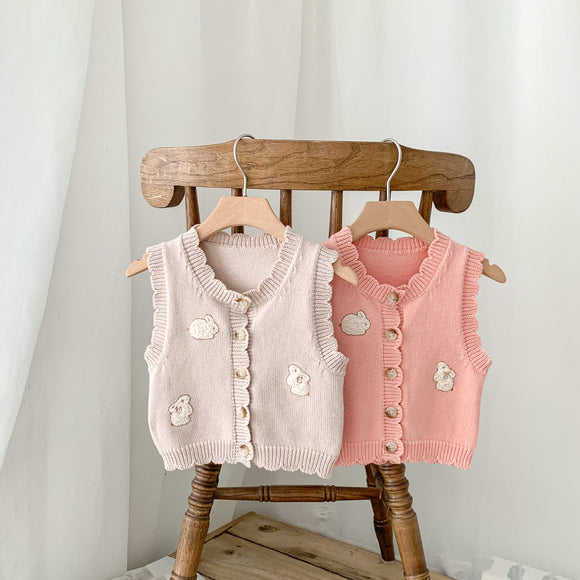 Chaleco Cardigan Infantil con Estampado de Conejitos