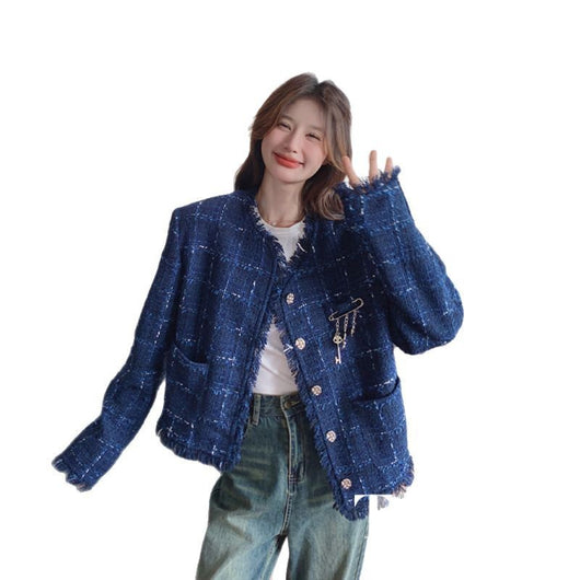 Chaqueta Retro Azul Premium con Detalles de Borlas - Image 5