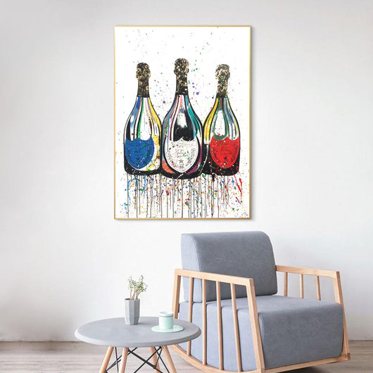 Cuadro de Botella de Champagne en Lienzo con Póster de Arte Colorido - Image 2
