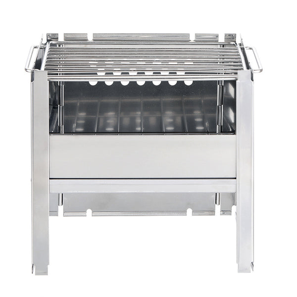 Asador Portátil Dual 2 en 1 de Acero Inoxidable con Parrilla Desmontable